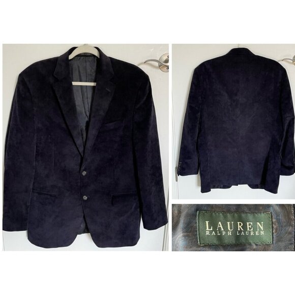 Lauren Ralph Lauren Navy Corduroy 2-Button Sport Coat Blazer Jacket nbnn - Picture 1 of 16